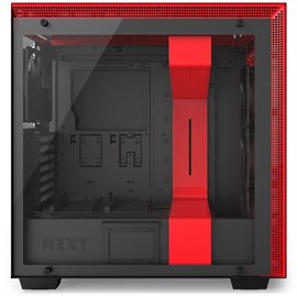 NZXT CA-H700W-BR H700i Mat Siyah-Kırmızı Temperli Cam RGB Akıllı ATX PSUsuz Kasa