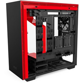 NZXT CA-H700W-BR H700i Mat Siyah-Kırmızı Temperli Cam RGB Akıllı ATX PSUsuz Kasa