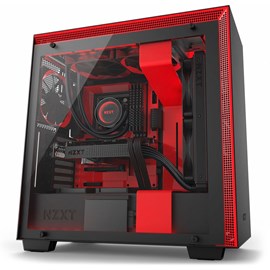 NZXT CA-H700W-BR H700i Mat Siyah-Kırmızı Temperli Cam RGB Akıllı ATX PSUsuz Kasa