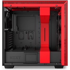 NZXT CA-H700W-BR H700i Mat Siyah-Kırmızı Temperli Cam RGB Akıllı ATX PSUsuz Kasa