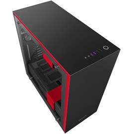 NZXT CA-H700W-BR H700i Mat Siyah-Kırmızı Temperli Cam RGB Akıllı ATX PSUsuz Kasa