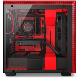 NZXT CA-H700W-BR H700i Mat Siyah-Kırmızı Temperli Cam RGB Akıllı ATX PSUsuz Kasa