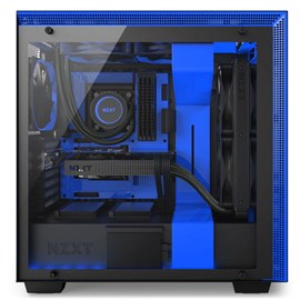 NZXT CA-H700W-BL H700i Mat Siyah-Mavi Temperli Cam RGB Akıllı ATX PSUsuz Kasa