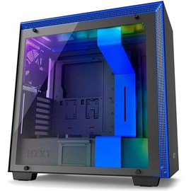 NZXT CA-H700W-BL H700i Mat Siyah-Mavi Temperli Cam RGB Akıllı ATX PSUsuz Kasa