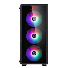 PowerBoost VK-G2052S 650w 80+ USB 3.0 ATX, Temp.Glass Led RGB Rainbow fan, siyah Kasa