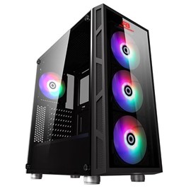 PowerBoost VK-G2052S 650w 80+ USB 3.0 ATX, Temp.Glass Led RGB Rainbow fan, siyah Kasa