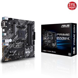 ASUS PRIME B550M-K AMD B550 AM4 DDR4 4400 HDMI DVI VGA Çift M2 USB3.2 mATX PCIe 4.0 ECC RAM Desteği