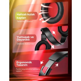 Mpow EG10 7.1 Surround Gürültü Engelleyici Mikrofonlu Surround Oyuncu Kulaklığı PS4/PS5/PC/Xbox Kırmızı