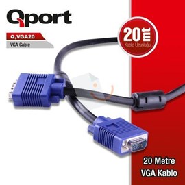 QPort Q-VGA20 VGA Male-Male Monitör Kablosu 20 mt