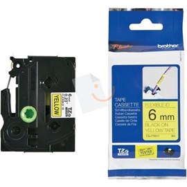 Brother P-Touch TZE-FX611 6mm Sarı Üzerine Siyah Esnek Laminasyonlu Etiket