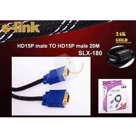 S-Link SLX-180 20 Altın Uçlu Erkek/Erkek VGA Kablo