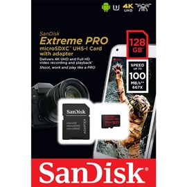 SanDisk SDSQXCG-128G-GN6MA Extreme Pro 128GB microSDXC UHS-I C10 U3 V30 A1 100MB Bellek Kartı