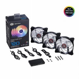 Cooler Master MasterFan Pro 120 Air Balance 3 Lü Paket 3x120mm RGB Led'li Kasa Fanı ve RGB Kontrol Ünitesi