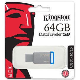 Kingston DT50/64GB DataTraveler 50 64GB Mavi USB 3.1 Metal Usb Bellek