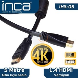 Inca IHS-05 Altın Uçlu Ultra HD 3D HDMI Kablo 5 Metre