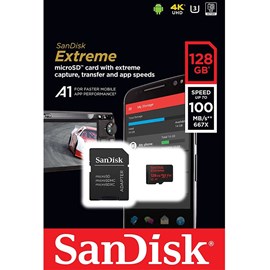 SanDisk SDSQXAF-128G-GN6AA Extreme 128GB microSDXC UHS-I 100MB C10 U3 V30 Bellek Kartı