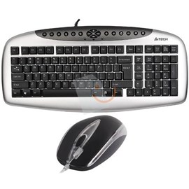A4 Tech KB-2103D Multimedya Q Ps/2 Gümüş-Siyah Klavye Mouse Seti