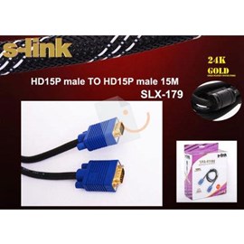 S-Link SLX-179 15M Altın Uçlu Erkek/Erkek VGA Kablo