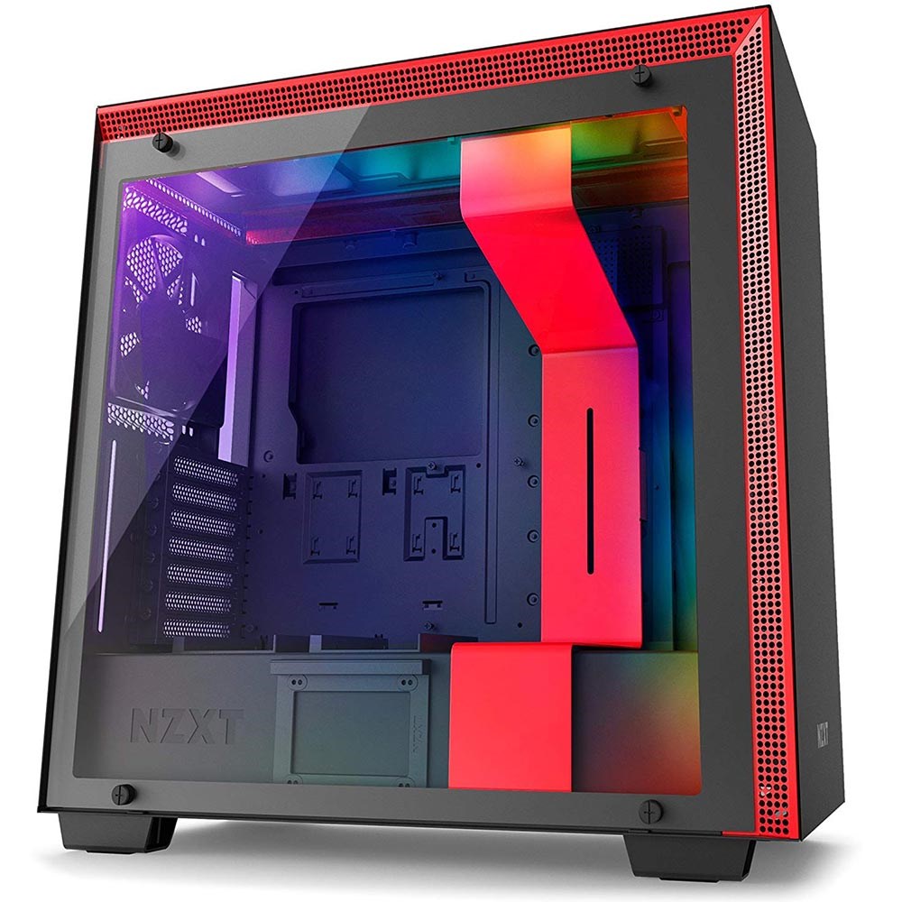 NZXT CA-H700W-BR H700i Mat Siyah-Kırmızı Temperli Cam RGB Akıllı ATX PSUsuz Kasa