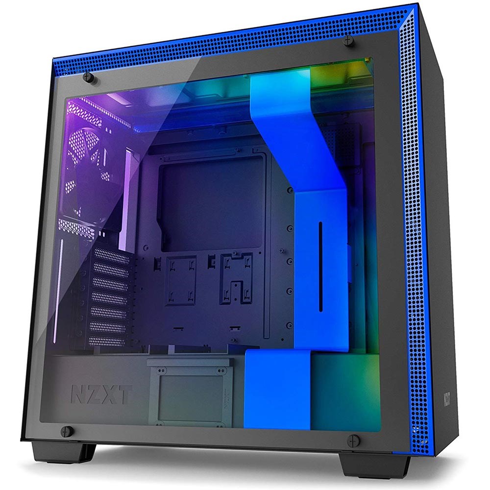 NZXT CA-H700W-BL H700i Mat Siyah-Mavi Temperli Cam RGB Akıllı ATX PSUsuz Kasa