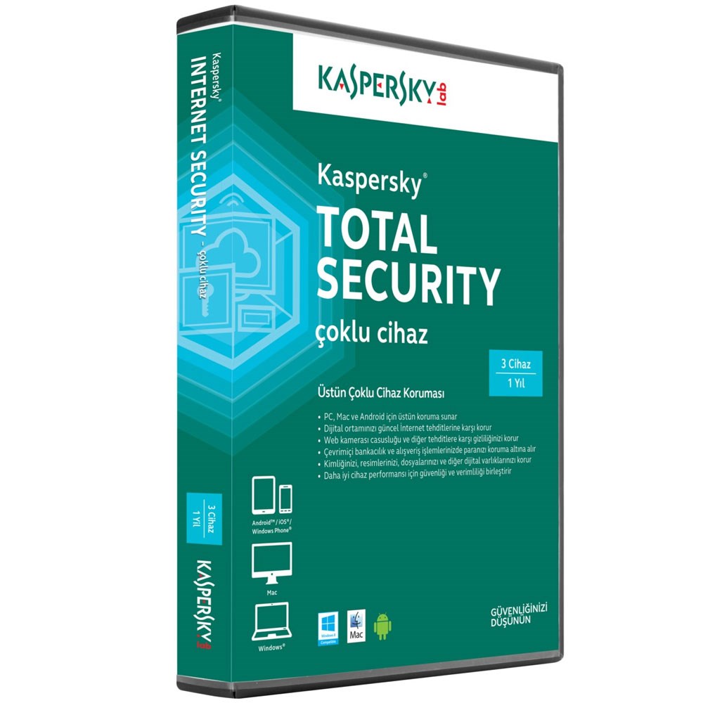 Kaspersky Total Security 2019 MD Çoklu Cihaz 3 Kullanıcı 1 Yıl