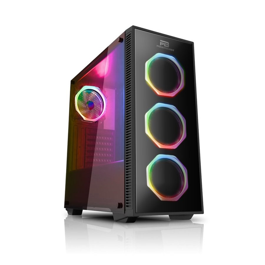 Power Boost VK-G1007RGB USB 3.0 Tempered Glass Pencereli RGB Fanlı Gaming Kasa (PSU Yok)