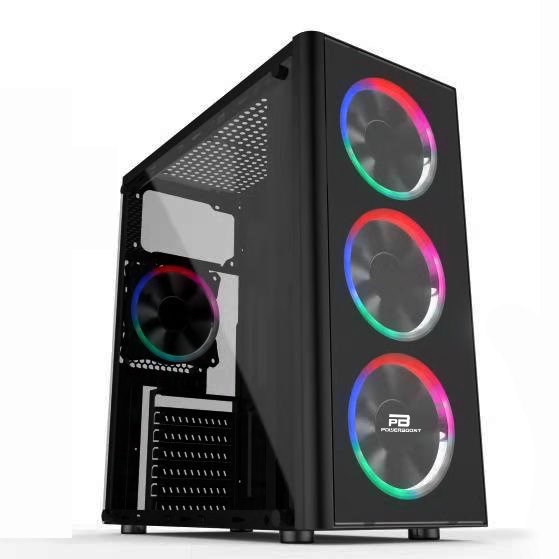 Power Boost VK-G2080C USB 3.0 ATX, Acrylic, Single Ring Rainbow fan, siyah Kasa (PSU Yok)