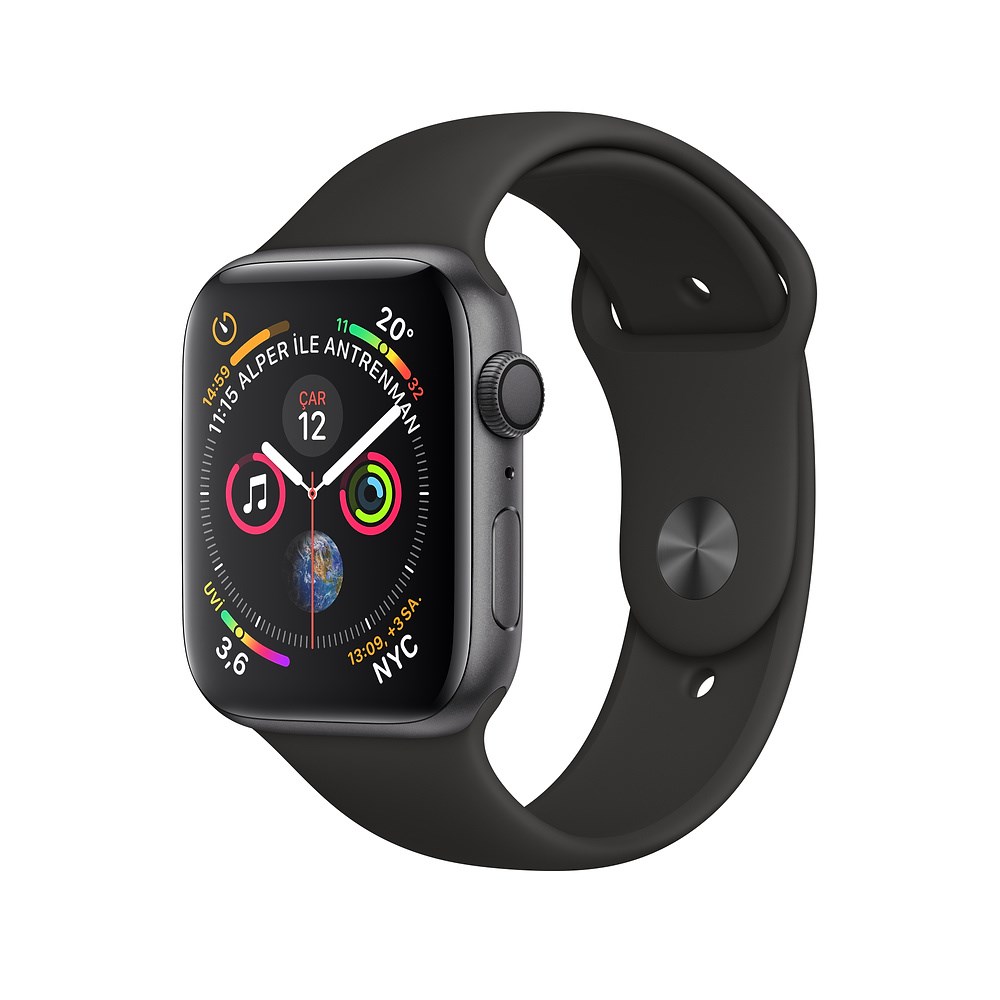 Apple MU6D2TU/A Watch Series 4 (GPS) 44mm Uzay Grisi Alüminyum Kasa ve Siyah Spor Kordon