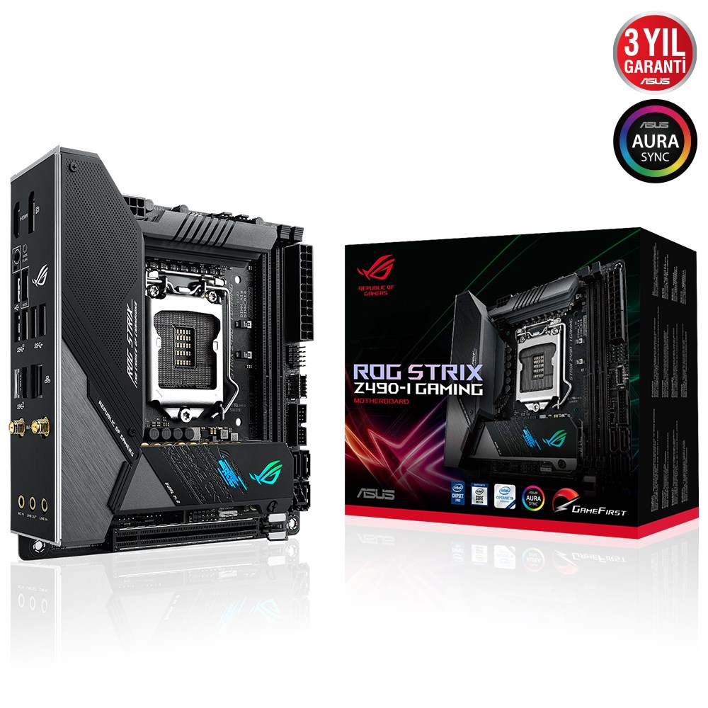 Asus ROG Strix Z490-I Gaming Intel Z490 4800 MHz (OC) DDR4 Soket 1200 Mini ITX Anakart