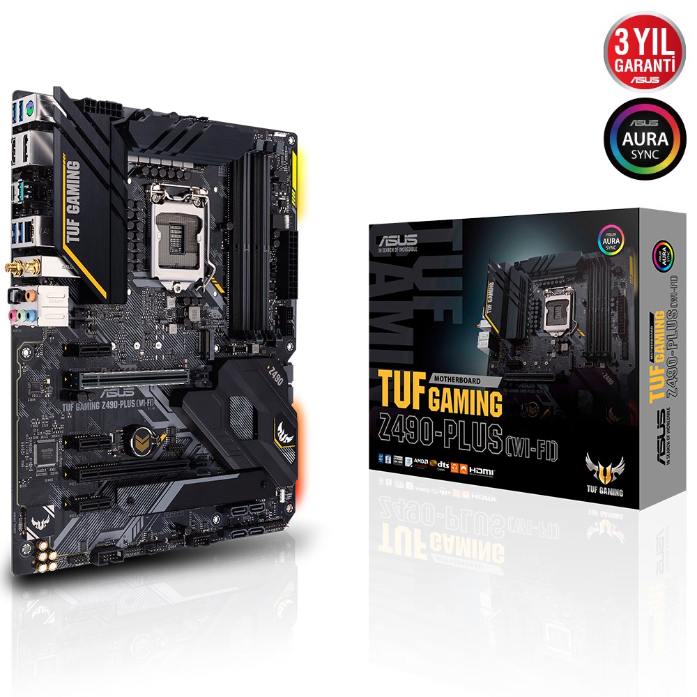 ASUS TUF GAMING Z490-PLUS WI-FI 4600MHz(OC) DDR4 Soket 1200 M.2 HDMI DP ATX Anakart