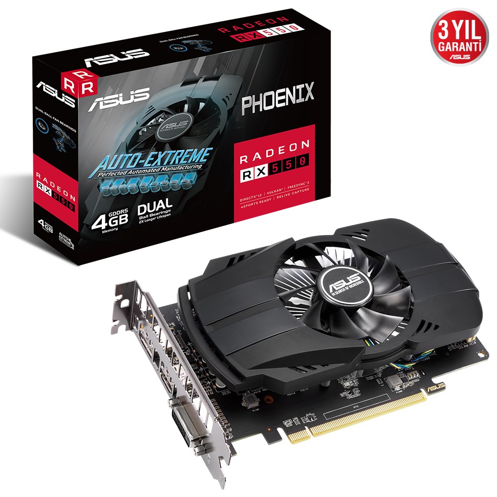 Asus AMD Radeon RX550 4G EVO PH-RX550-4G-EVO 4 GB GDDR5 128 Bit Ekran Kartı