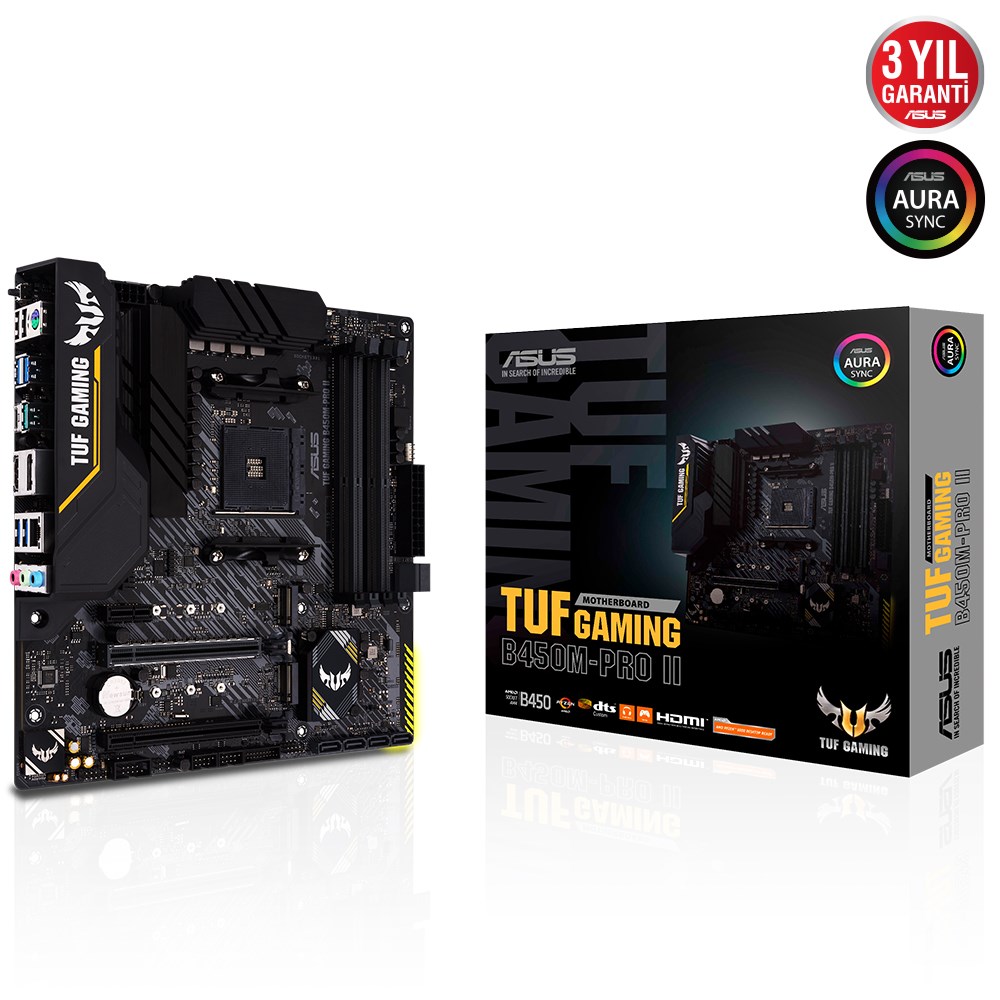 ASUS TUF GAMING B450M-PRO II 4400MHz(OC) DDR4 SOKET AM4 M.2 DP HDMI mATX Anakart