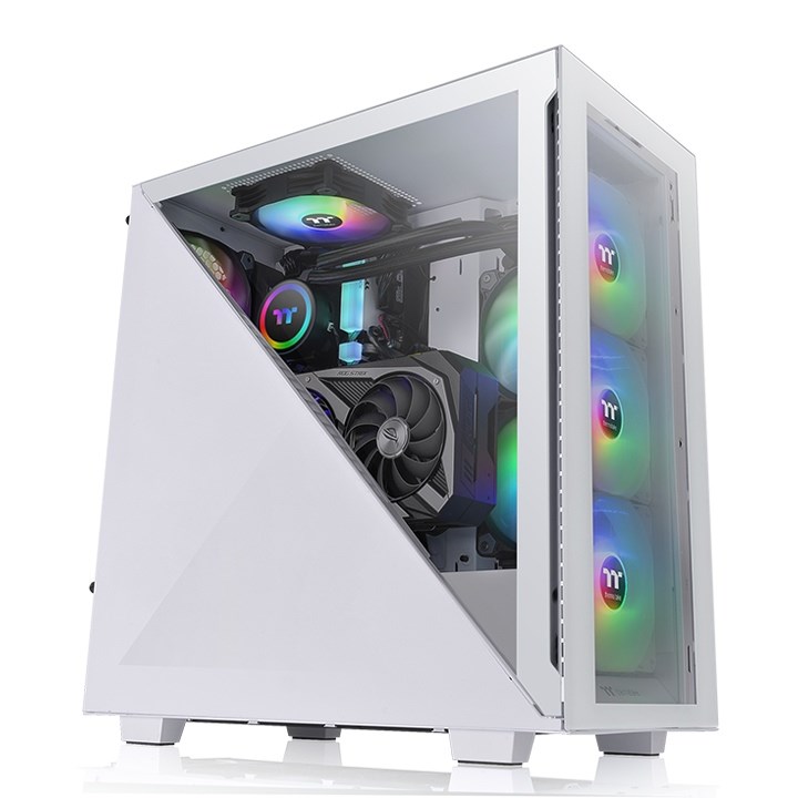 Thermaltake Divider 300 TG Beyaz 3x120mm ARGB Fanlı 2xTempered Glass ATX Mid Tower Kasa CA-1S2-00M6WN-01