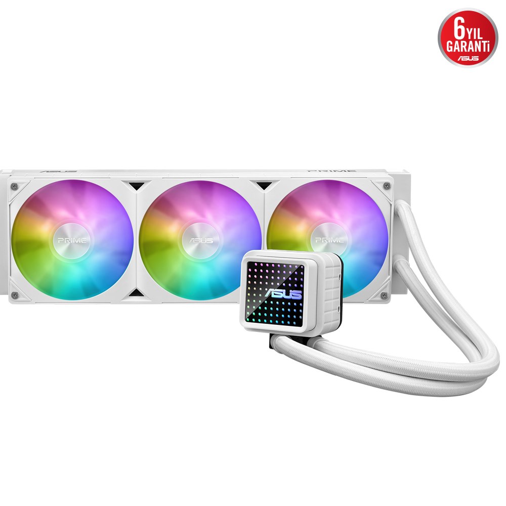 ASUS PRIME LC 360 ARGB SIVI SOĞUTUCUARGB FANLAR VE AURA AYDINLATMA BEYAZ 6 YIL GARANTİ