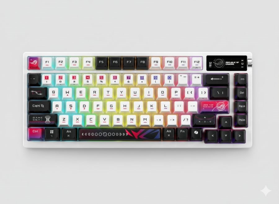 Asus M704 ROG AZOTH X %75 NX SNOW/PBT/TR PBT Türkçe Kablosuz