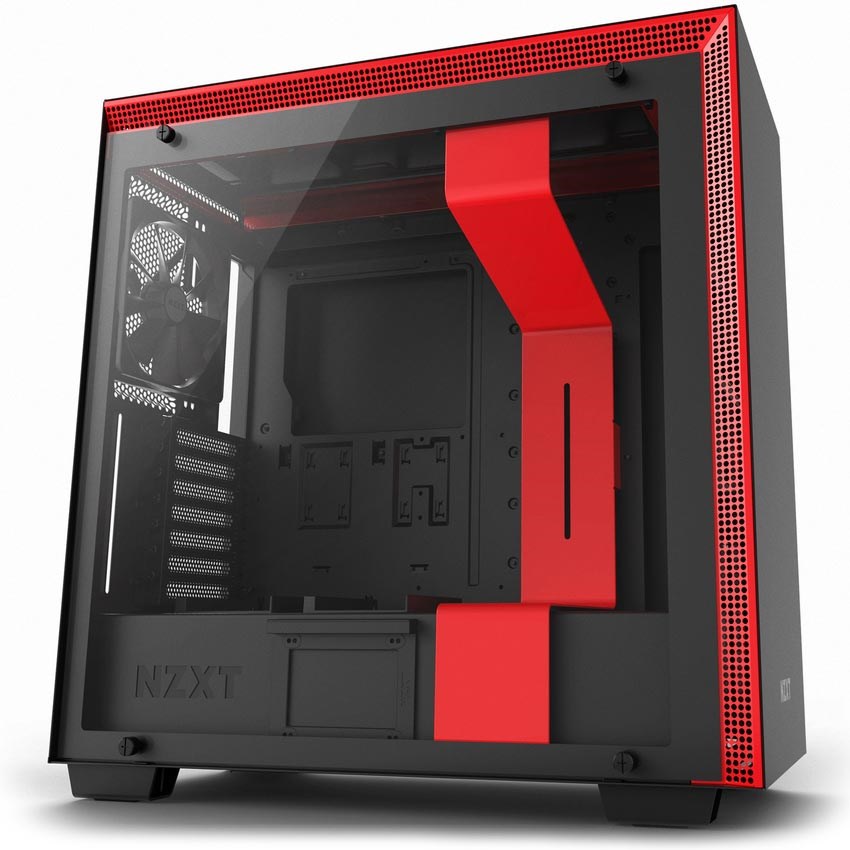 NZXT CA-H700B-BR H700 Mat Siyah-Kırmızı Temperli Cam ATX PSUsuz Kasa