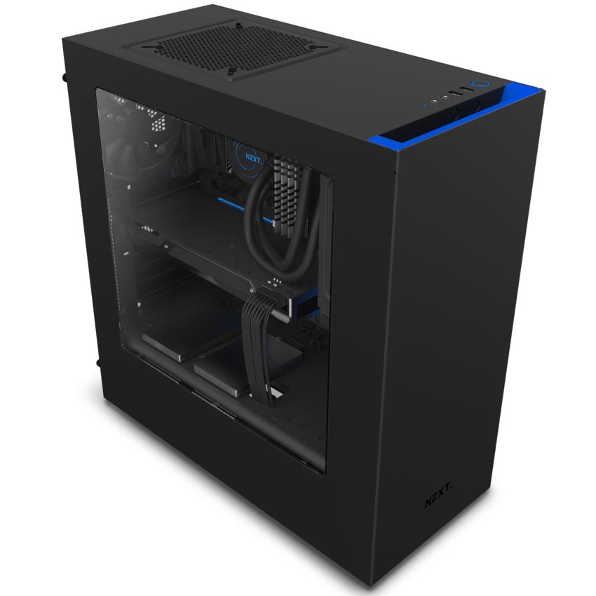 NZXT CA-S340MB-GB S340 Siyah-Mavi Pencereli ATX PSUsuz Kasa