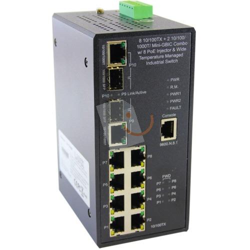 LADOX LD-1710-XEM 8X10/100 POE + 2XG TP/SFP Yönetilebilir Industrial Switch